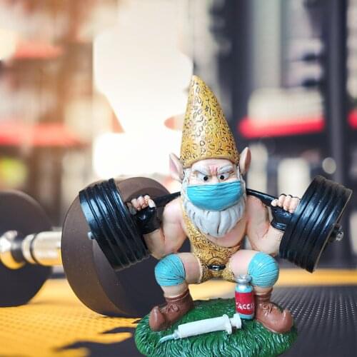 Weightlift Gnome Garden Statue Resin Weatherproof White Beard Gnome Figurines Ornament Home Gym Decor economical
