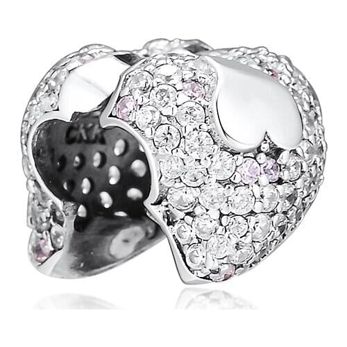 Fits for Pandora Charms Bracelets Necklaces 100% 925 Sterling Silver Jewelry Space in My Heart Clip Beads Free Shipping