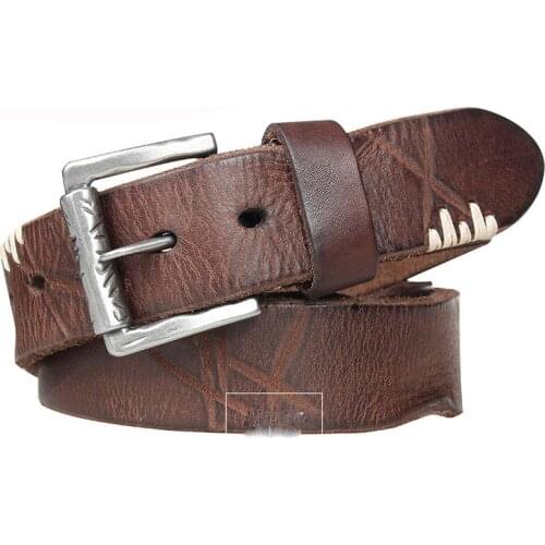 MVA Mens Leather Belt for Jeans High Quality Belt with Buckle Fashion Pin Buckle Belts for Men Cowskin Waistband Belts 557