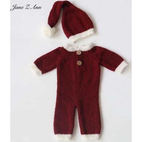 2020 New Baby Photograph Christmas Theme outfits knitted handmade hat+romper xmas gift studio shooting accessories