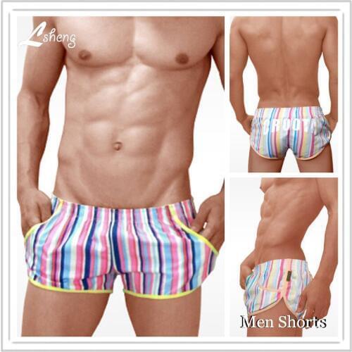 1Pcs NEW Fashion Mens Sweatpants Men Sexy Striped Household Shorts Mens Fitness Motion Shorts Male Casual shorts Free Shipping