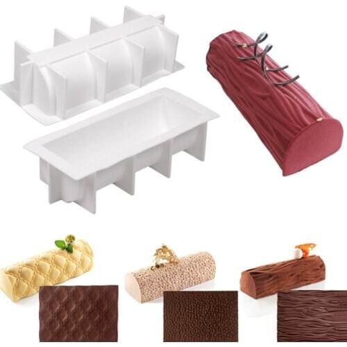 Silicone Swiss Cake Mould Yule Log Mold Large Buche Form Silicon Fondant Mat Impression Lace Moulds Color Random