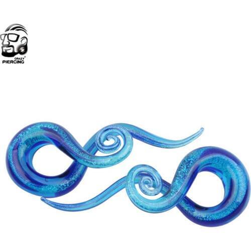 2pcs Glass Ear Spiral Taper Gauge Ear Plug and Tunnels Red Glass Gauge Ear Stretching Expander Piercing Body Jewelry Piercing