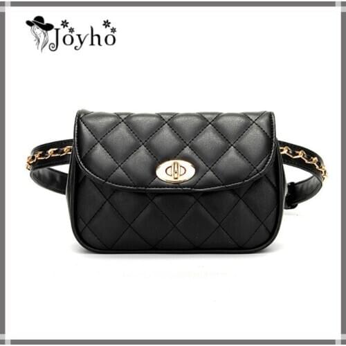 JOYHO Fashion Leather Waist Bag Women Fanny Chest Bag Pack Femal Plaid Belt Bags Hip Money Travel Phone Pouch Bags Banana Bags