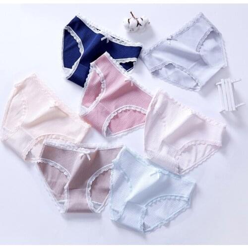 1PC Cotton Underwear Women Comfortable Panties Floral Lace Nderpants Female Briefs Low-Rise Pantys Intimates