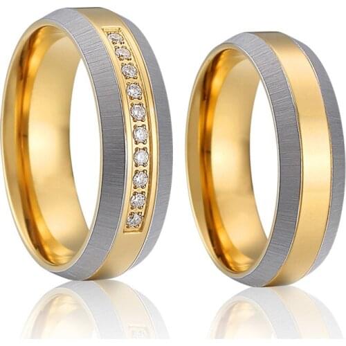 Unique western designer couple wedding Rings for men and women Golden LOVE Alliance titanium jewelry finger ring