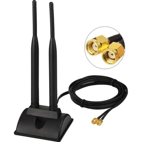 Eightwood WiFi Antenna Aerial with Dual RP-SMA Male for PCI-E WiFi Network Card USB WiFi Adapter Wireless Router Mobile Hotspot