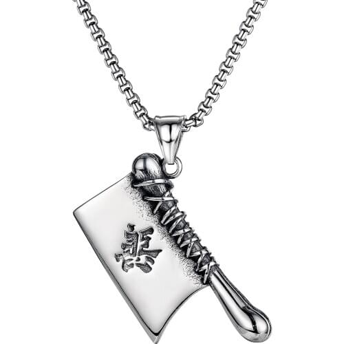 Retro Punk Kitchen Knife Pendants Men Necklaces Gothic Stainless Steel Hip Hop Jewelry Accessories Statement Necklaces Wholesale
