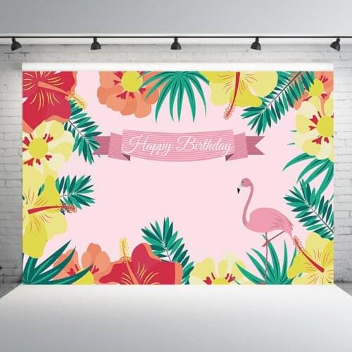 Photography Background Vinyl and Polyester Background Computer Printed Birthday Flamingo Backdrops for Photo Studio Photobooth
