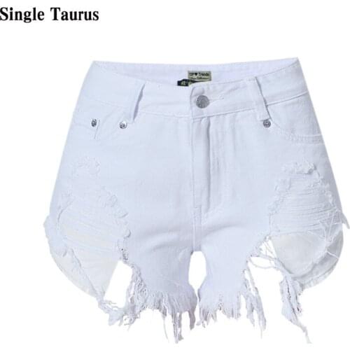 Women Shorts Denim Harajuku White Slim Tassel Distressed Jeans Shorts Streetwear Spodenki Damskie Girls Wide Leg Casual Short
