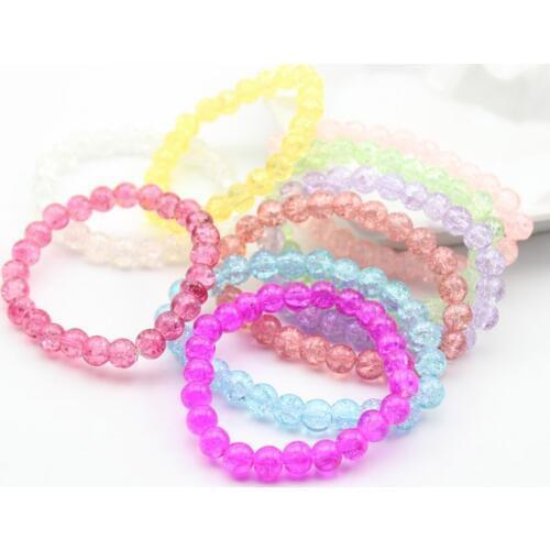 Handmade Womens 8mm Rhinestone Crystal Beaded Round Glass Beads Stretch Bracelet Femme Bangle Bracelets Women Girl Wrap Jewelry