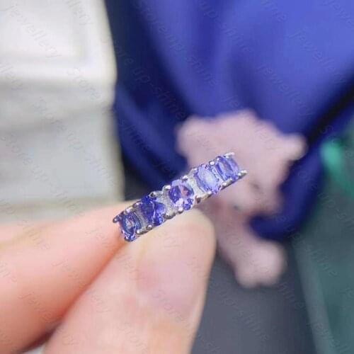 Natural Tanzanite Ring 925 Silver Womens Ring Simple Atmosphere elegant