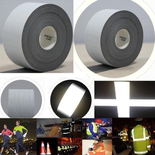 100 Meters Length High visibility Bright silver reflective T/C fabric warning safety fabric reflective tape Garment accessories