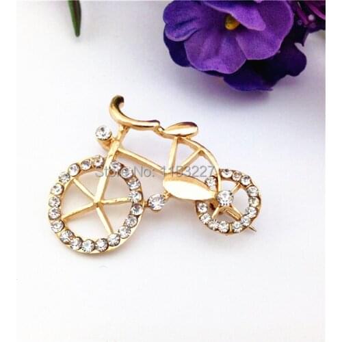 11.11 Shopping Festival hot sale diamante vintage cute gold bike bicycle shape suit dress brooch pin scarf