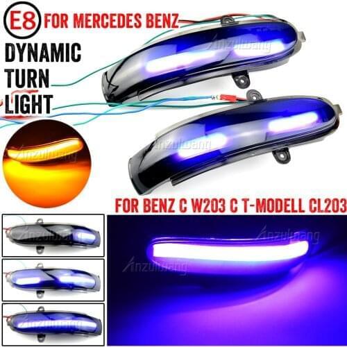 2pcs Dynamic Turn Signal Light LED Side Rearview Mirror Sequential Indicator FOR Mercedes-Benz C W203 C T-Modell (S 203) CL203