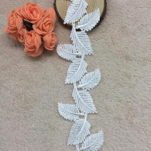2yards 5cm High Quality Gold Lace Trim Wedding Decoration Scrapbooking Gold Leaf Shape Fabric Lace Ribbon