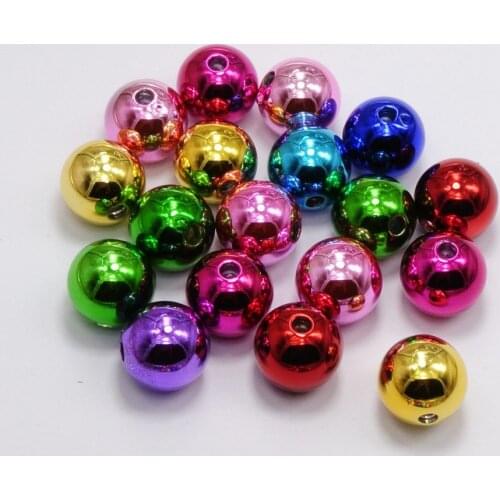 25 Shiny Mixed Color Metallic Acrylic Christmas Round Beads 16mm