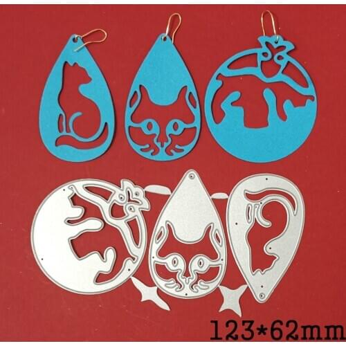 3Pcs Hollow Animal Drop Dangler Earring Metal Cutting Dies For Stamps Scrapbooking Stencils DIY Paper Album Card Decor Embossing