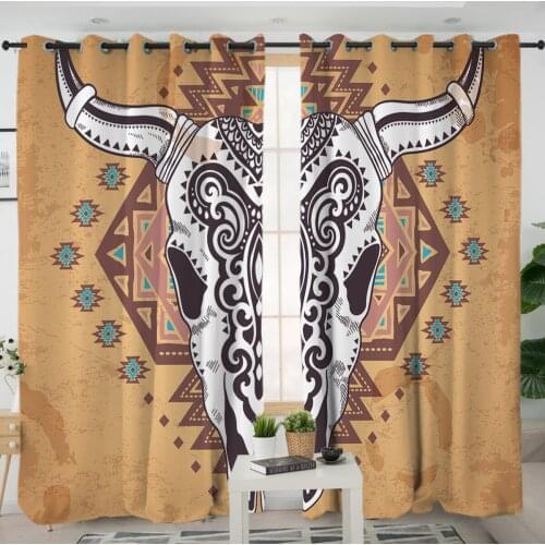 3D Window Curtains Cortinas De Dormitorio Sheep Head India Boho Room Home Decor Rideau De Fenetre Drapes Cotinas Rideau Salon