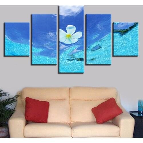 HD Prints Pictures Framework 5 Pieces White Flowers Scenery Posters Modular Paintings Canvas Wall Art Decor For Living Room Home