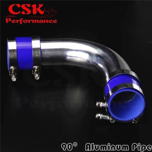 90Deg 80mm 3.15" Aluminum Intercooler Piping pipe Tube+Silicone hose w/ T-clamps