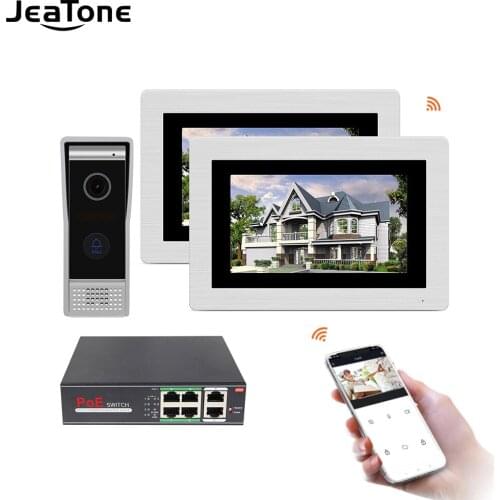 7'' Wireless WIFI IP Video Door Phone Intercom Door Bell Speaker Access Control System Touch Screen Motion Detection 2 Apartment