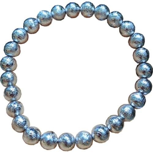 6mm Natural Gibeon Iron Meteorite Moldavite Bracelet For Women Lady Men Energy Round Beads Strands Silver Crystal Jewelry AAAAA