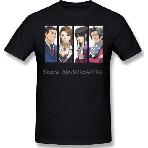 Phoenix Wright Ace Attorney Miles Edgeworth Mia Fey Games Men 100% Cotton TShirt Plus Size Tops Panels Oversized Shirt 2020