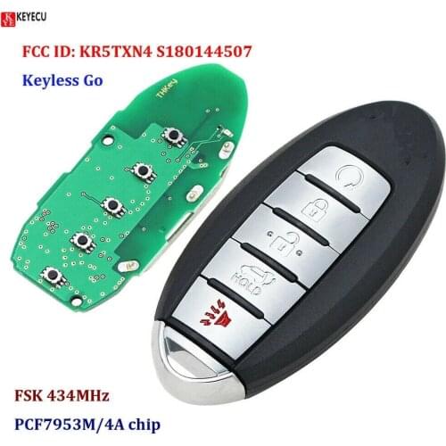 Keyecu S180144507 Keyless-Go FSK 433.92MHz Smart Remote Key PCF7953M HITAG AES 4A CHIP For Nissan Rogue (SUV) FCC ID: KR5TXN4