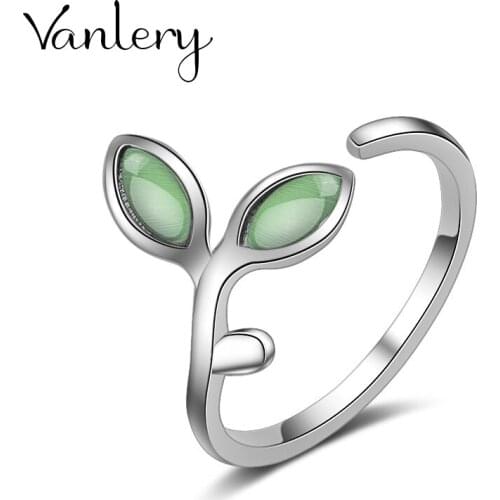 Creative Style Boho Opal Leaf Rings For Women Men Adjustable Ring Fashion Charm Jewelry Wholesale 2021