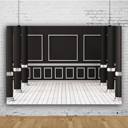Laeacco Vintage Dark Chic Wall Pillar Gray Wooden Floor Baby Party Portrait Photo Backdrop Photographic Backgrounds Photo Studio