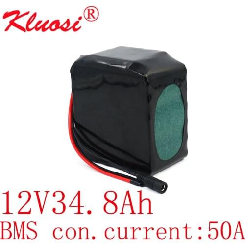 KLUOSI 12V 34.8Ah 35Ah 3S12P High-power 12.6V Lithium Battery Pack for Inverter Solar Sightseeing Car Childrens Car with 50A BMS