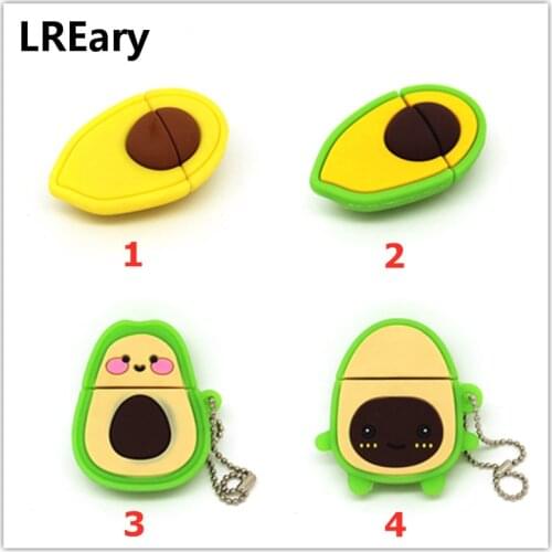 Cute Cartoon Avocado Pen Drive 128MB USB Flash Drive 4GB 8GB 16GB 32GB 64GB USB2.0 Flash Memory Stick Pendrive U Disk Pear Fruit