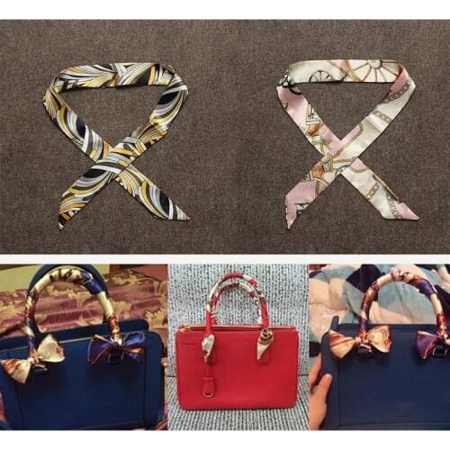 Mini Twill Floral Scarf Handle Tie Bag Belt Strap Handbag Accessories Headband Ribbon Bow Tie Decoration Bag Accessories Women