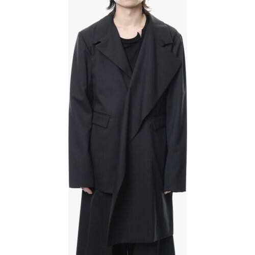 Autumn and winter irregular simple windbreaker mid-length niche designer Yamamoto wind mens blazer