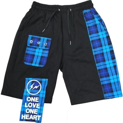 Men hip hop summer shorts Patchwork Black Blue Red color 2020 Summer