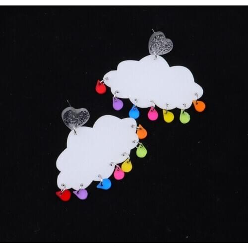 New Creative Shiny Glitter Cloud Acrylic Drop Earrings For Women Girls Funny Rain Tassel Dangle Earrings Fashion Party Jewelry