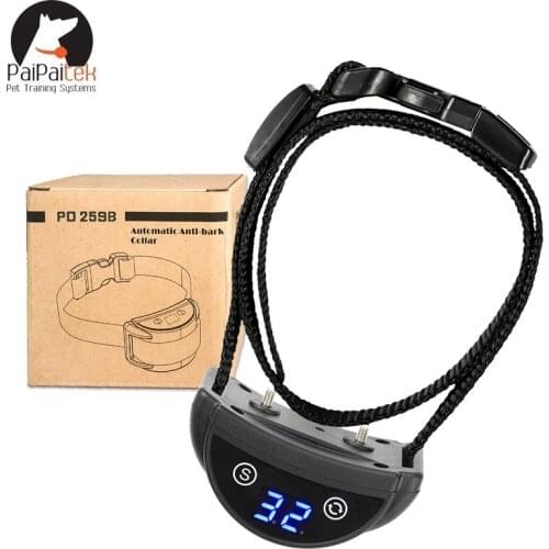 Bark Shock Collar for Dogs, Automatic Quick Bark Stop Collar 45 Days Ultra Long Working Time LED Display 3-Function Mode T/V/S