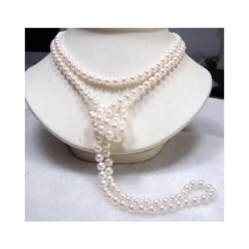 7-8mm White Genuine FW Cultured Pearl Necklace 50inch