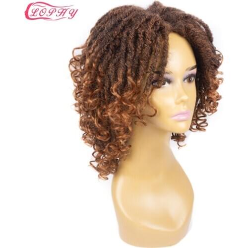 Faux Locs Braid Wigs With Kinky Curly Blonde Wig For Afro Black Women Curly Twist Hair Synthetic Dreadlock Short Wigs 10Inches