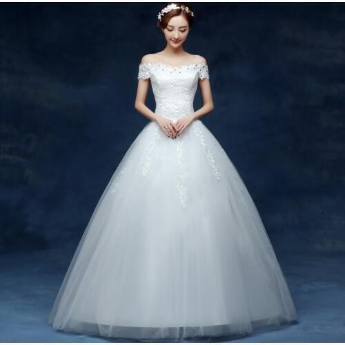 New Wedding Dress Ball Gowns Brides Shoulder Simple Large Size Wedding Dresses Lace Up Princess Dress