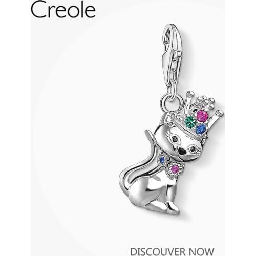 Cat with Crown Charms Pendant,2019 Winter Fashion Brand Stylish Companion Jewelry Bohemia 925 Sterling Silver Gift for Women Men