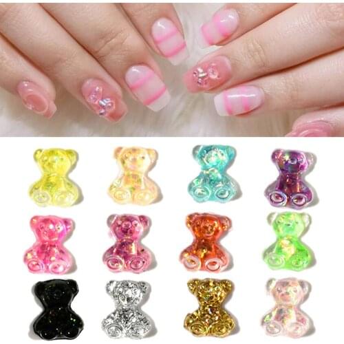 50pcs/Lot(0.8*1cm) Cute Gummy Bear Nail Art Decorations Resin Polish UV Gel DIY Ornaments Manicure Acrylic 3D Accessories Tc#060
