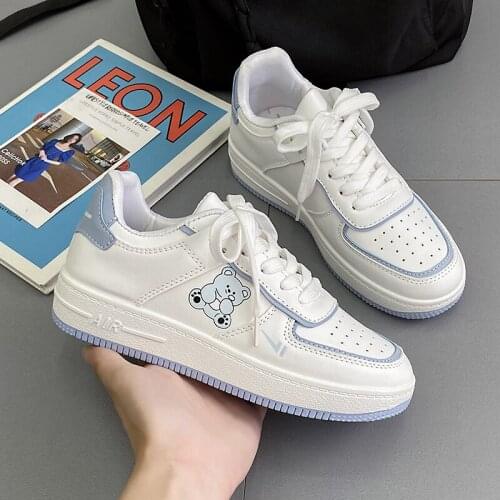 2021 New Sneakers Womens Sports Shoes Platform Bear Head White Flats Summer New Trend Casual Tennis Vulcanize Zapatillas Mujer