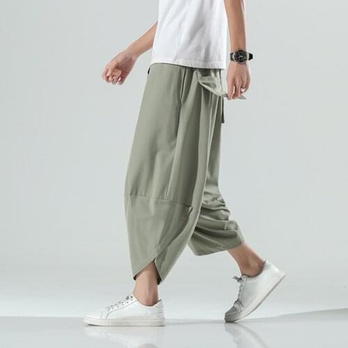 Loose And Thin Plus Size Harem Pants 2021 Spring Summer Japanese Streetwear Sports Cropped Pants Men Clothing Harajuku Bloomers