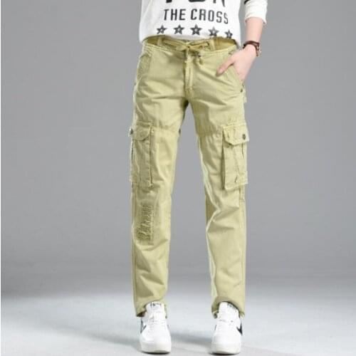 Women Military Cotton Cargo Pants Ladies Casual Spring Loose Trousers Army Green Khaki Black Pants Multi Pocket Female Clothing