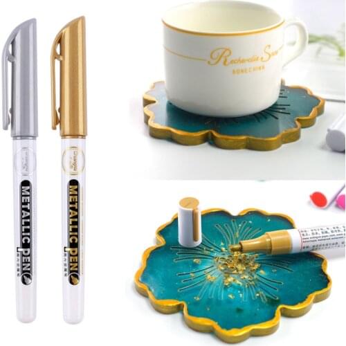 2-6pcs Metallic Pen Gold Silver Resin Drawing Pen Acrylic Paint DIY Epoxy Resin Mold Highlights Permanent Marker Handmade Crfat