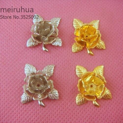 10 pieces / lot 21mm copper filigree flower Jewelry DIY Components Findings Headgear accessories