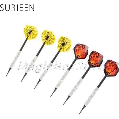 2 Sets (6 Pcs) 14g & Plastic Soft Needle Tip Dart Stainless Steel Darts Set With Standard Thread Plastic Shaft & Barrel & Flight