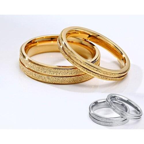 2MM/4MM Sandblasting Wedding Rings for Women Men Stainless Steel Couple Promise Rings Classic Jewelry Anniversary Gift
